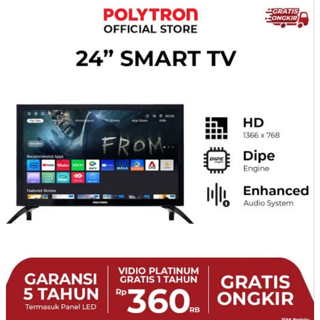 TV LED Polytron PLD-32CV1869 32 Inch Smart TV dengan DVB-T2