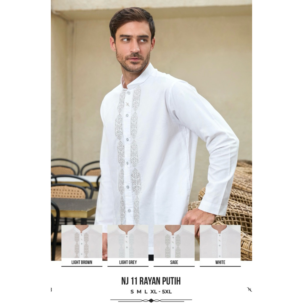 BAJU KOKO NIZAR BORDIR NJ 11 RAYAN PUTIH 2026