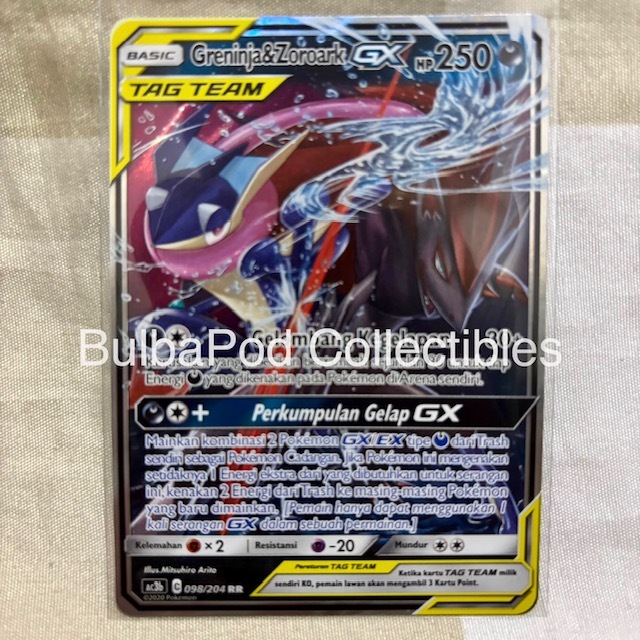 Pokemon TCG Indonesian Greninja & Zoroark GX AC3b 098/204 RR Koleksi TAG TEAM B