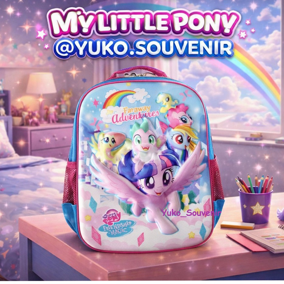 Tas Ransel Anak Perempuan SD 3D Timbul Premium Pony Tas Ransel Pony MLP Tas SD My Little Pony Timbul