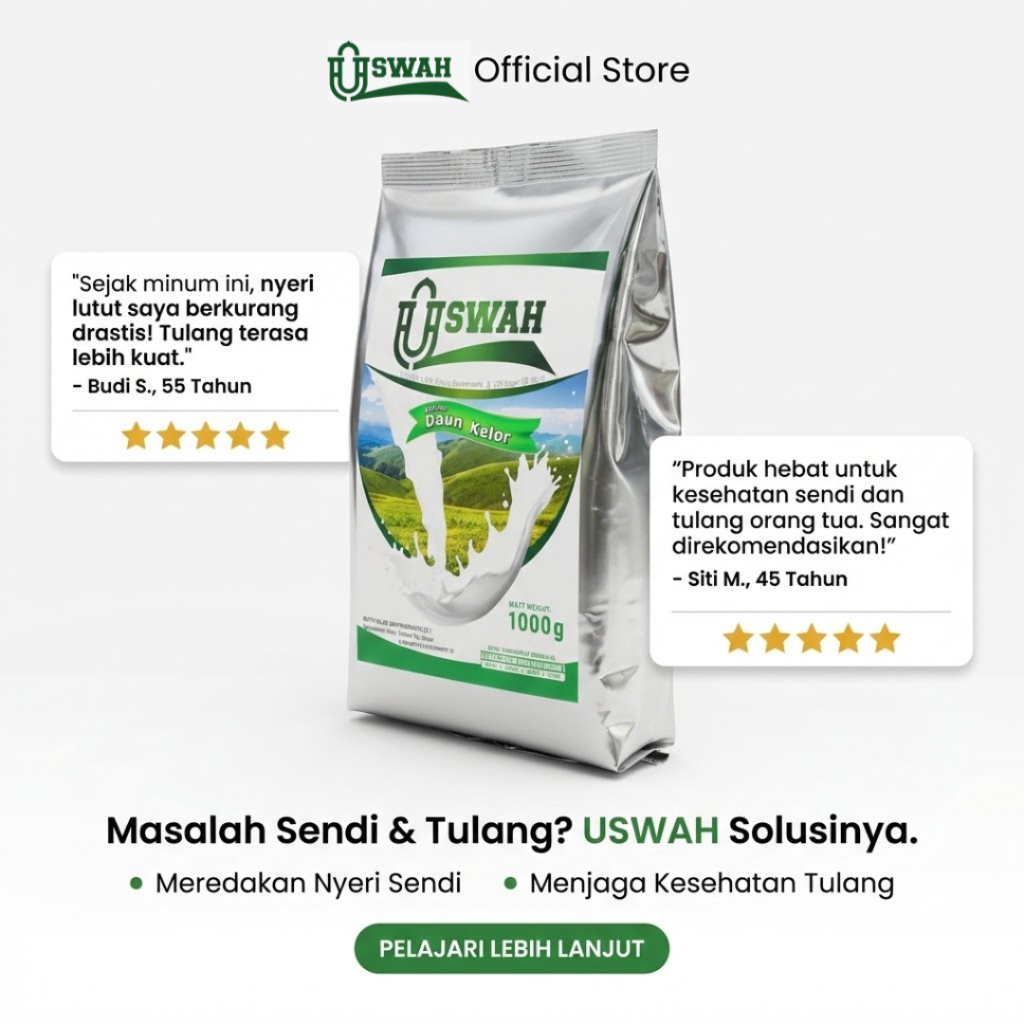 Uswah - Susu Etawa Bubuk USWAH 1KG Plus Kelor Atasi Nyeri Sendi Tulang Keropos Asam Urat