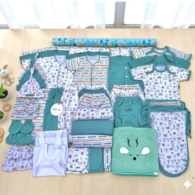 Paket Lengkap Baju Bayi Baru Lahir Isi 53 Pcs Komplit Bahan Katun Halus Free Perlak