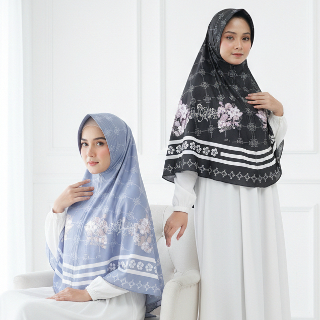 Jilbab Instant Jumbo Motif | Hijab Bergo Daily Syari Terbaru