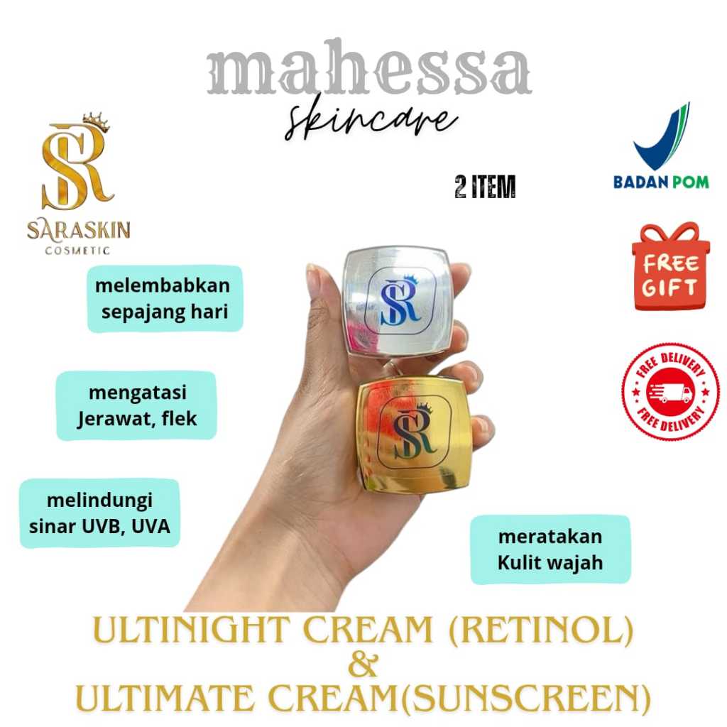 ULTIMATE NIGHT CREAM (retinool) & ULTIMATE DAY CREAM (sunscreen) mengatasi flek, jerawat & kulit kus