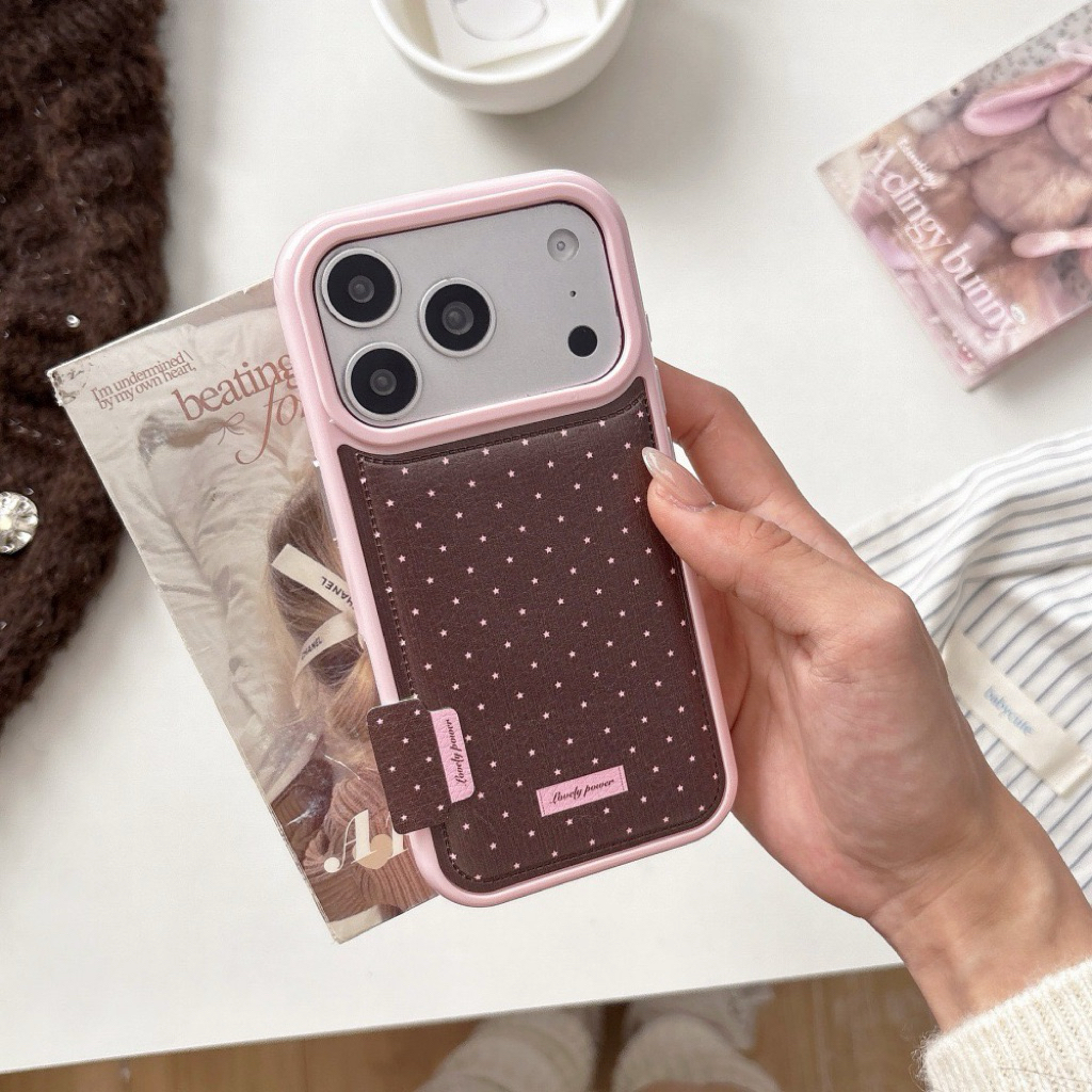 GLEAMSWEAR.ID | BROWN POLKADOT PINK BEAR POPSOCKET CASE IPHONE 13 14 15 16 17 PRO PROMAX