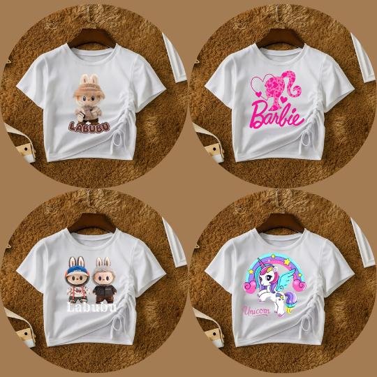 KAOS ANAK PEREMPUAN CROP TOP TALI SERUT USIA 1-7TAHUN