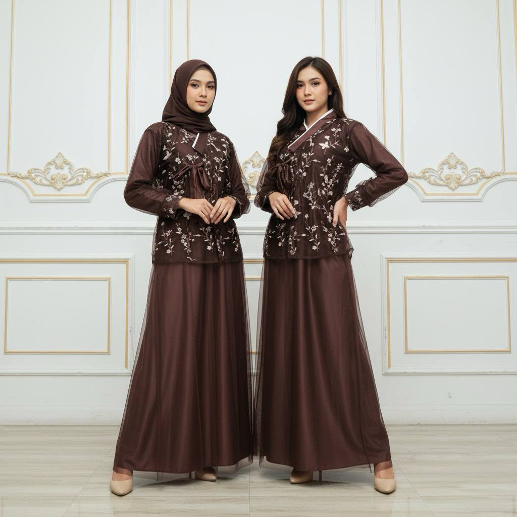 Gamis Brokat Hanbok / Jisoul Dress Brukat Wanita kekinian Terbaru Gamis Hanbok