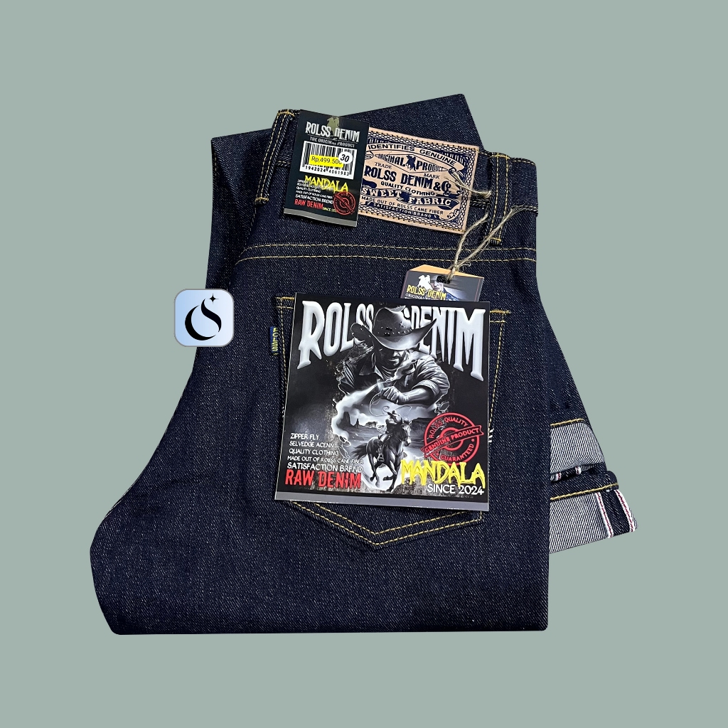 ROLSS DENIM - Denim Black Indigo 15Oz Sanforized Raw Denim Accent Selvedge