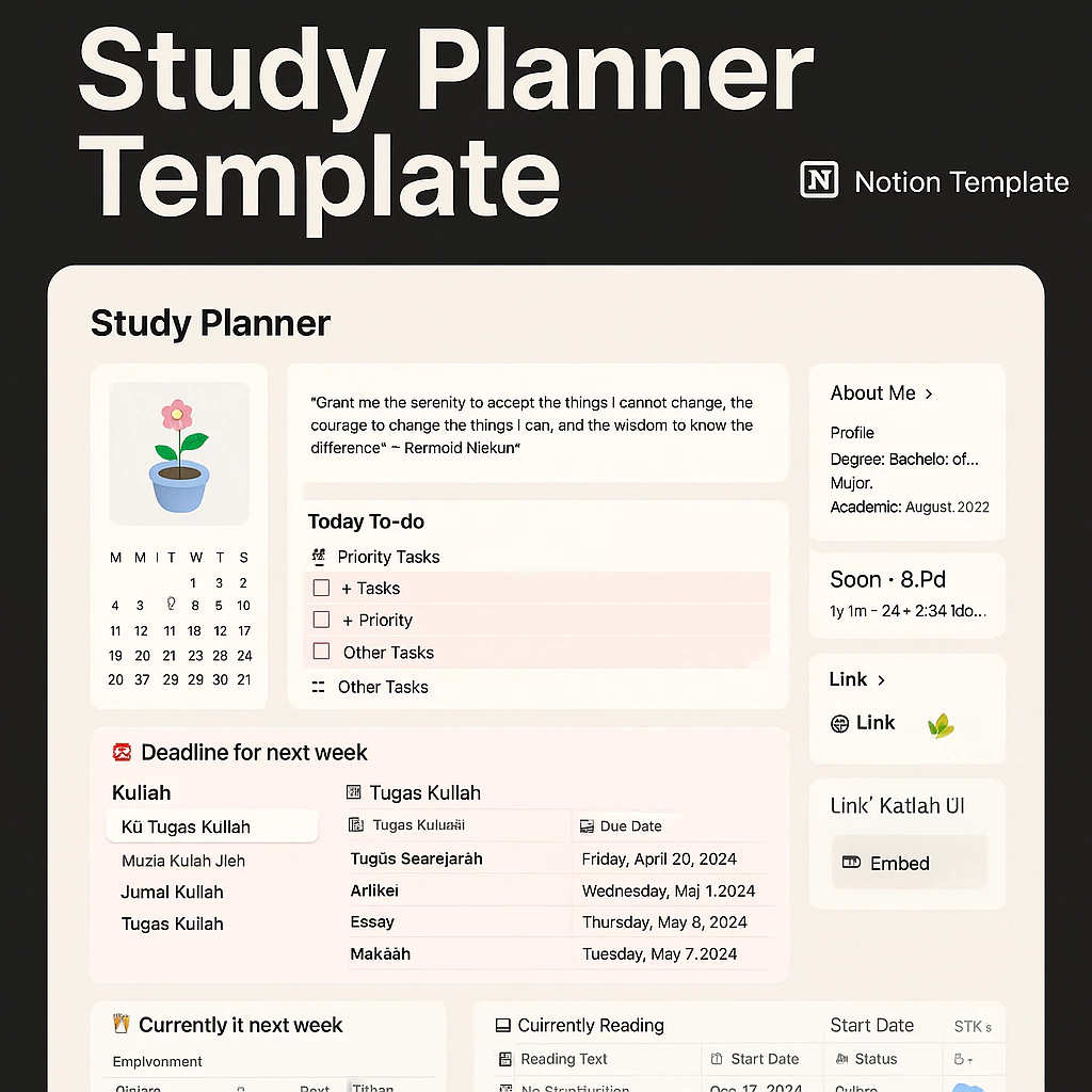 Study Planner Notion Template Premium