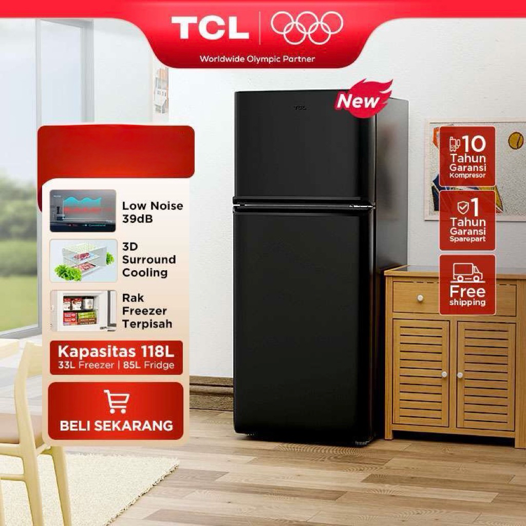 Lemari Es TCL F136 A50 - KUlkas TCL 2 Pintu Metal Garansi Resmi