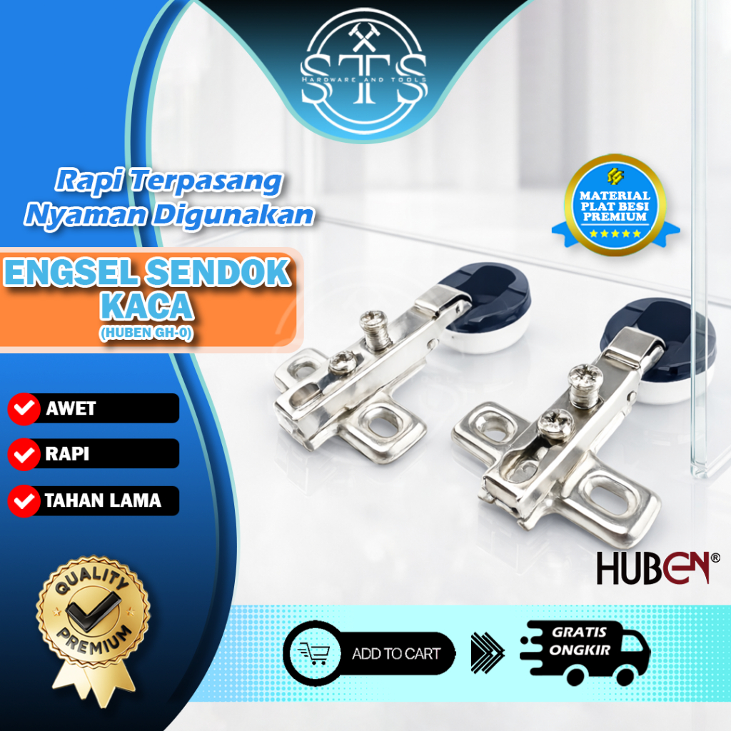 STSHARDWARE ENGSEL SENDOK [[ HUBEN ]] / ENGSEL SENDOK KACA / ENGSEL SENDOK KACA HUBEN GH0 1SET (2PCS