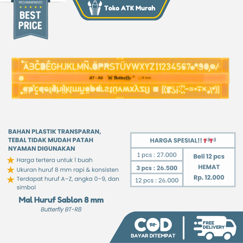 Mal Huruf 8mm Butterfly R-8