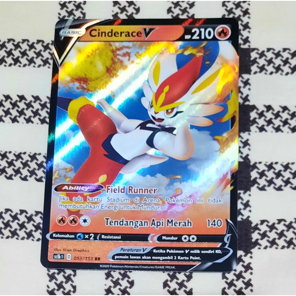 Kartu Pokemon Cinderace V RR Sc1b tcg bahasa indonesia