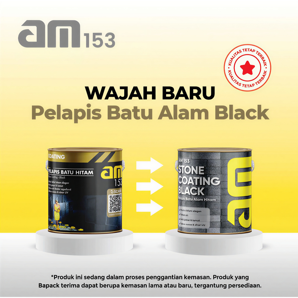AM 153 CAT PELAPIS BATU ALAM ALAMI HITAM 2,5LT - CAT PELAPIS BATU ALAM ANTI JAMUR, ANTI UV, TAHAN AI