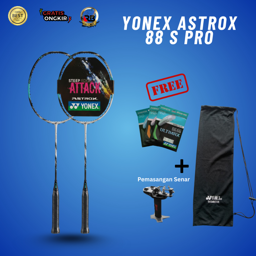 Raket Badminton Yonex Astrox 88 S Pro Gradasi Bahan Karbon Kualitas Premium Ringan & Kuat