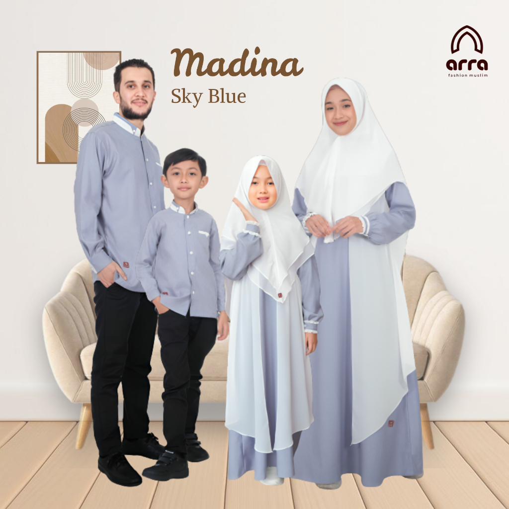 ARRA - Baju Sarimbit Couple Keluarga Muslim Kapel Gamis Koko Ayah Ibu Anak Laki Laki Perempuan