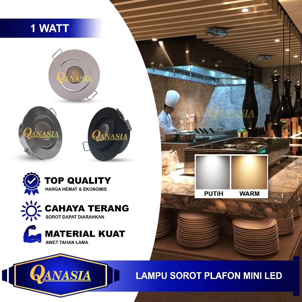 Lampu Sorot Plafon LED Mini 1W - Downlight Spotlight Kecil 1 Mata