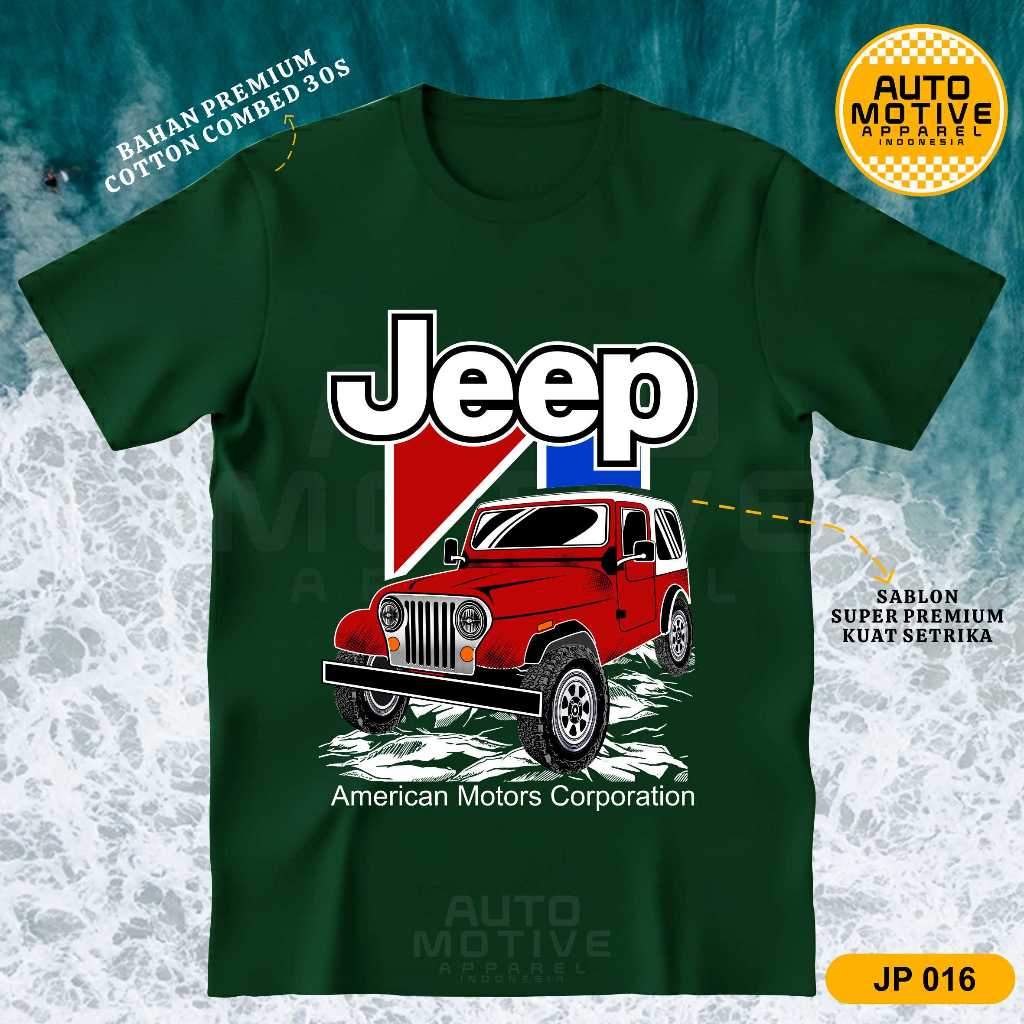AUTOMOTIVE APPAREL Kaos Jeep CJ Tshirt Baju Mobil Jeep CJ7 Offroad JP016