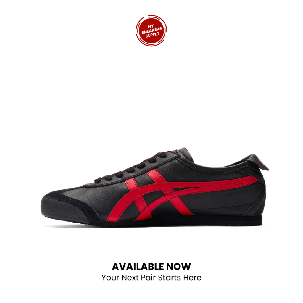 Sepatu Sneakers Onitsuka Tiger Mexico 66 Black Classic Red - [1183C102 004] [BARU]