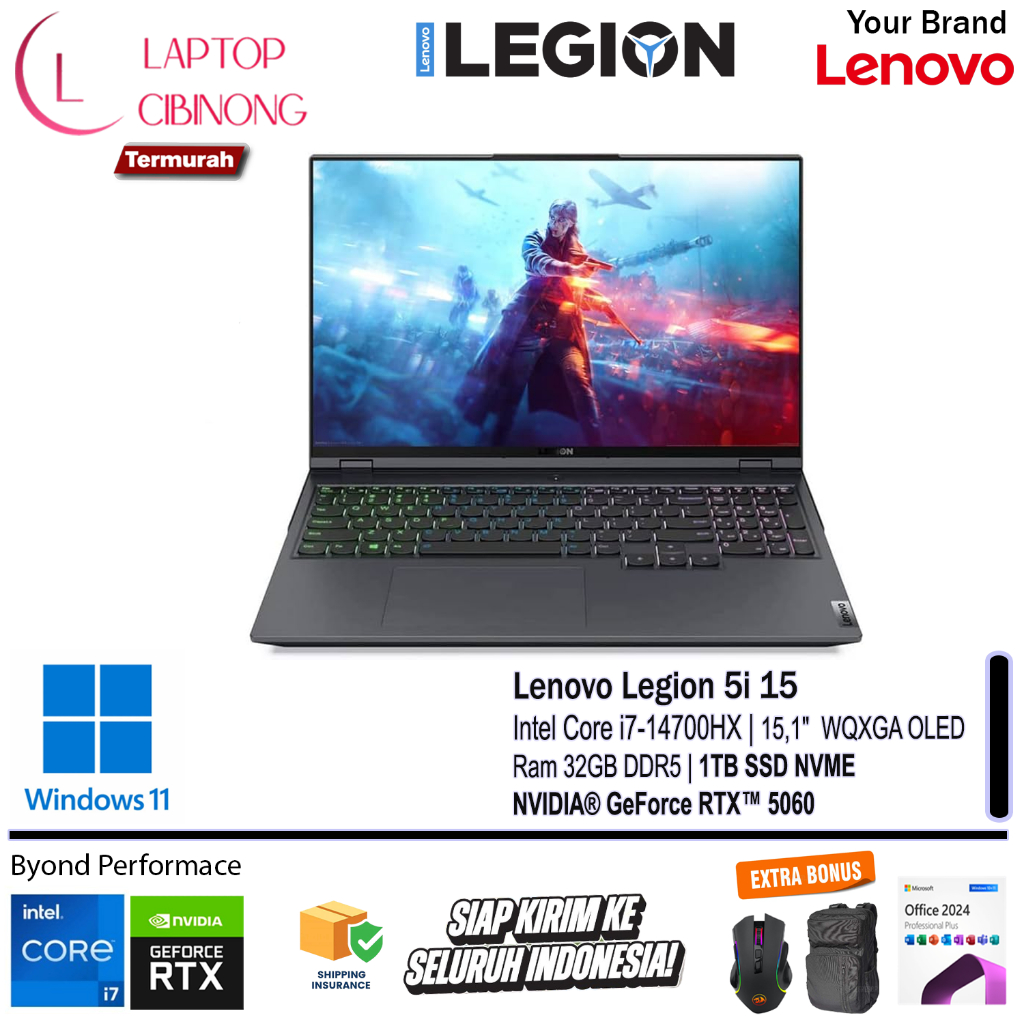 Lenovo Legion 5i 15 Intel Core i7 14700HX Nvidia RTX5060 WQXGA OLED 165Hz Windows 11 Black