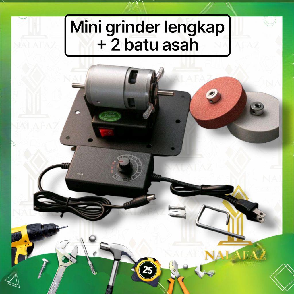 Mesin Gerinda Mini Variabel Speed + 2 Batu Asah | Motor Gerinda Duduk Mini Serbaguna