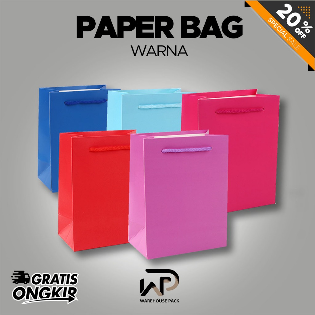 Paperbag Warna Warni 14x18 CM | Paperbag Polos Souvenir Merah Ungu Biru Pink Magenta| Paper Bag Gift