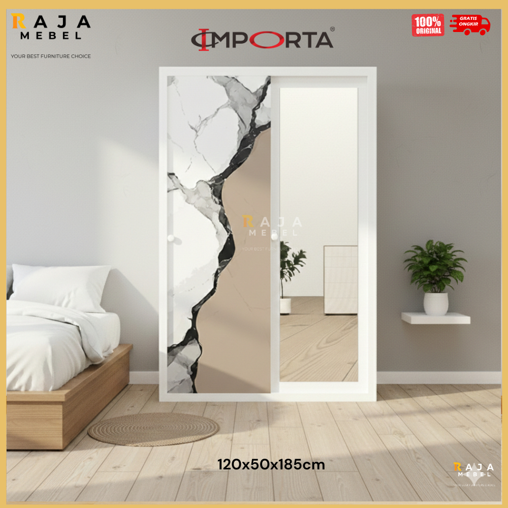 OKELO by IMPORTA Lemari Sliding Besi Ukuran 120 Tebal Motif