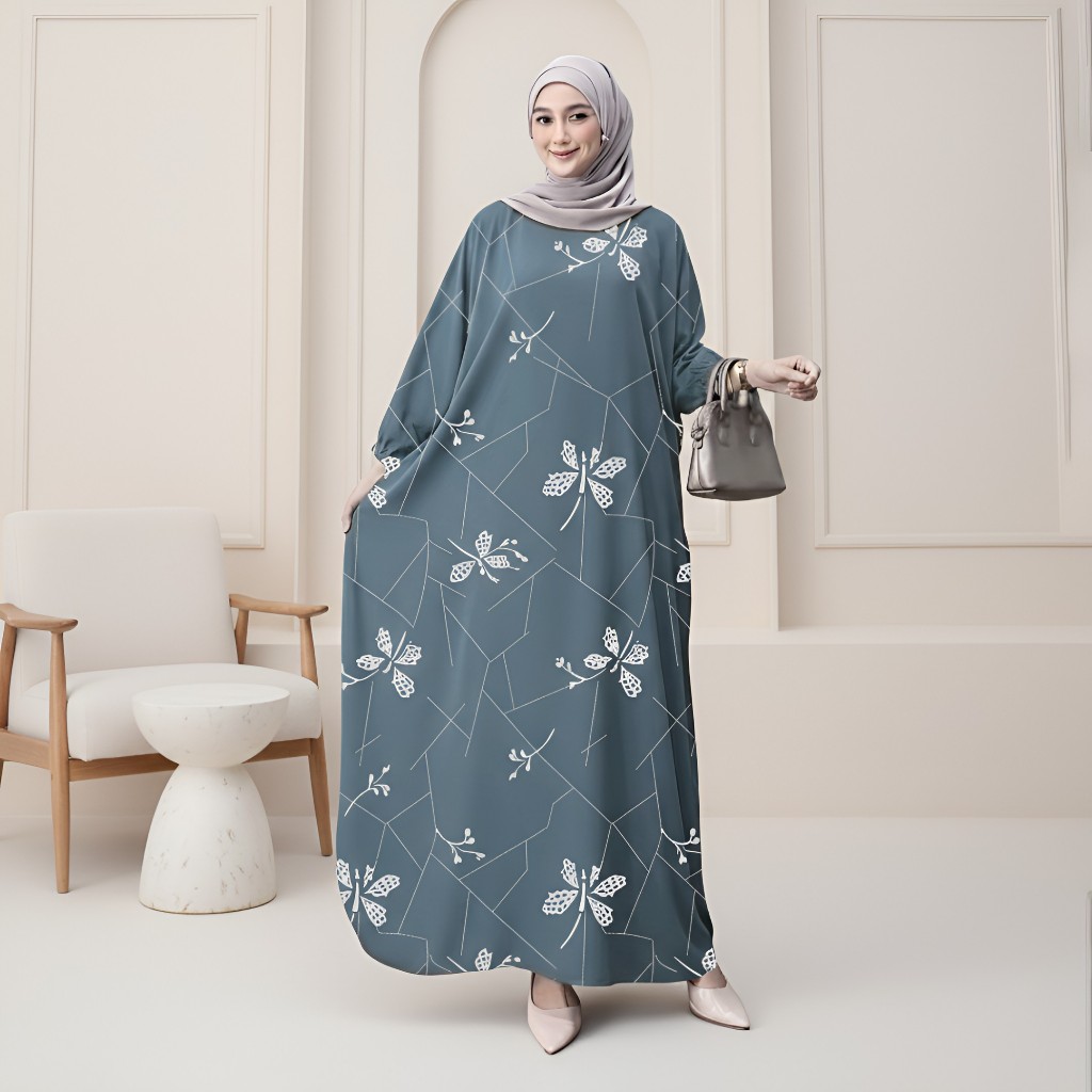 Kaftan Jumbo Busui Wanita Muslimah Premium Motif Anggun Gamis Longgar Adem & Elegan