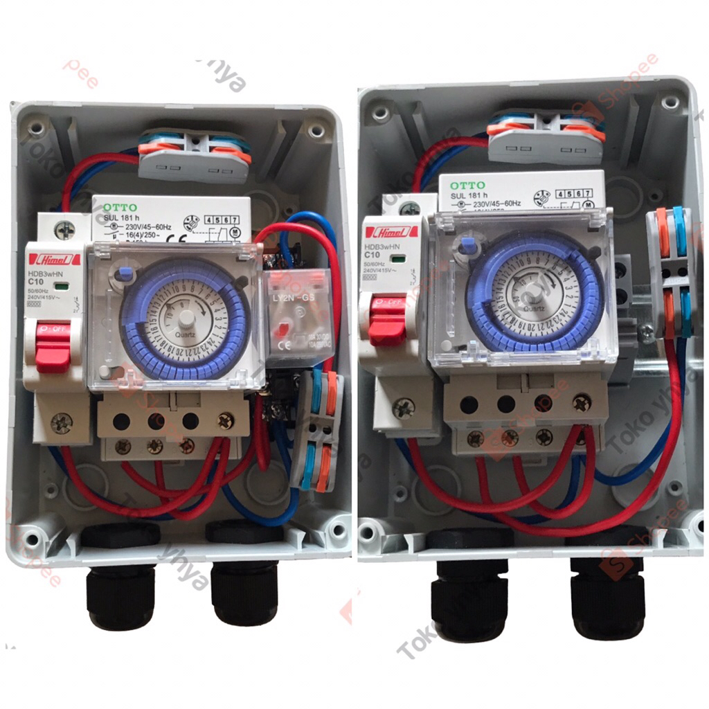 panel lampu timer 24 jam 1phase 10A 220vac panel timer analog sul181h