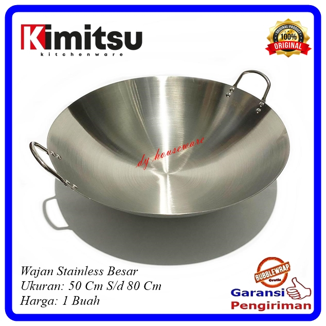 Wajan Besar Stainless Kuali Jumbo Stainles 80Cm 70Cm 60Cm 50 Cm Anti Lengket Kimitsu ( Harga 1 Buah 