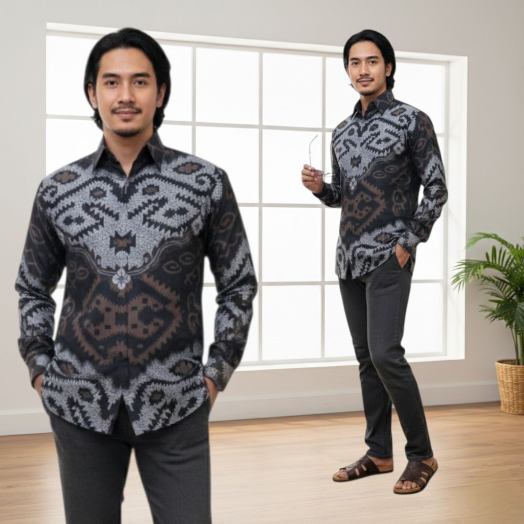 {Toko.Sky} Kemeja Batik Pria Lengan Panjang/Kemeja Batik Premium/Kemeja Batik Solo