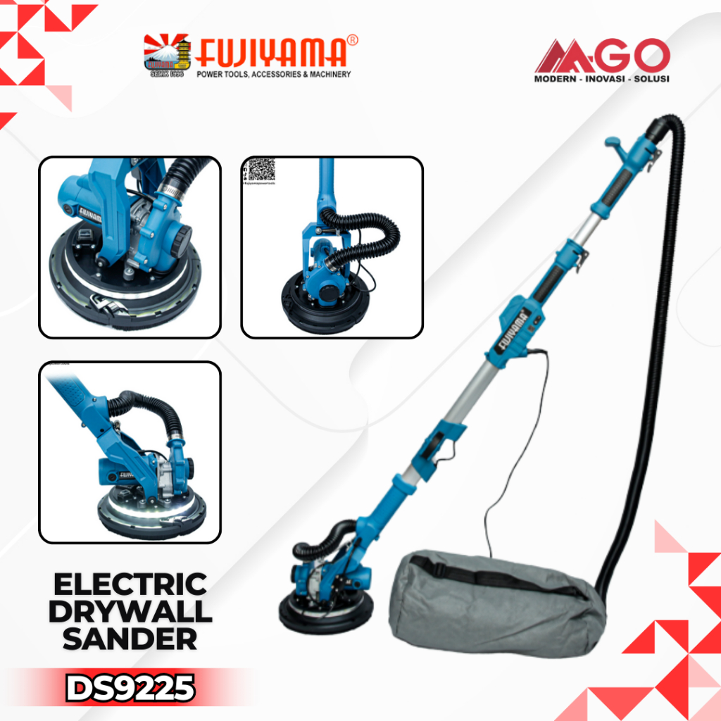 Fujiyama Mesin Amplas Dinding 9 Inch DS9225 900W Electric Drywall Sander Vacuum LED