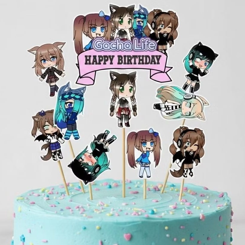 TOPPER CAKE CUSTOM TOPPER ULANG TAHUN TOPPER ULTAH / HIASAN KUE GACHA LIFE