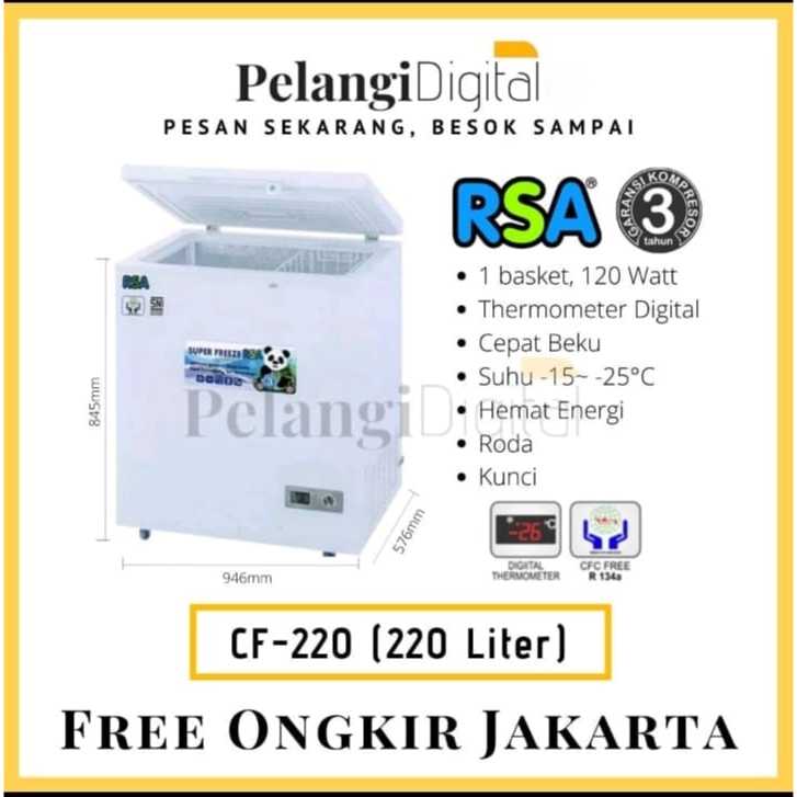 RSA Chest Freezer Box Garansi Resmi - 220 Liter - CF-220