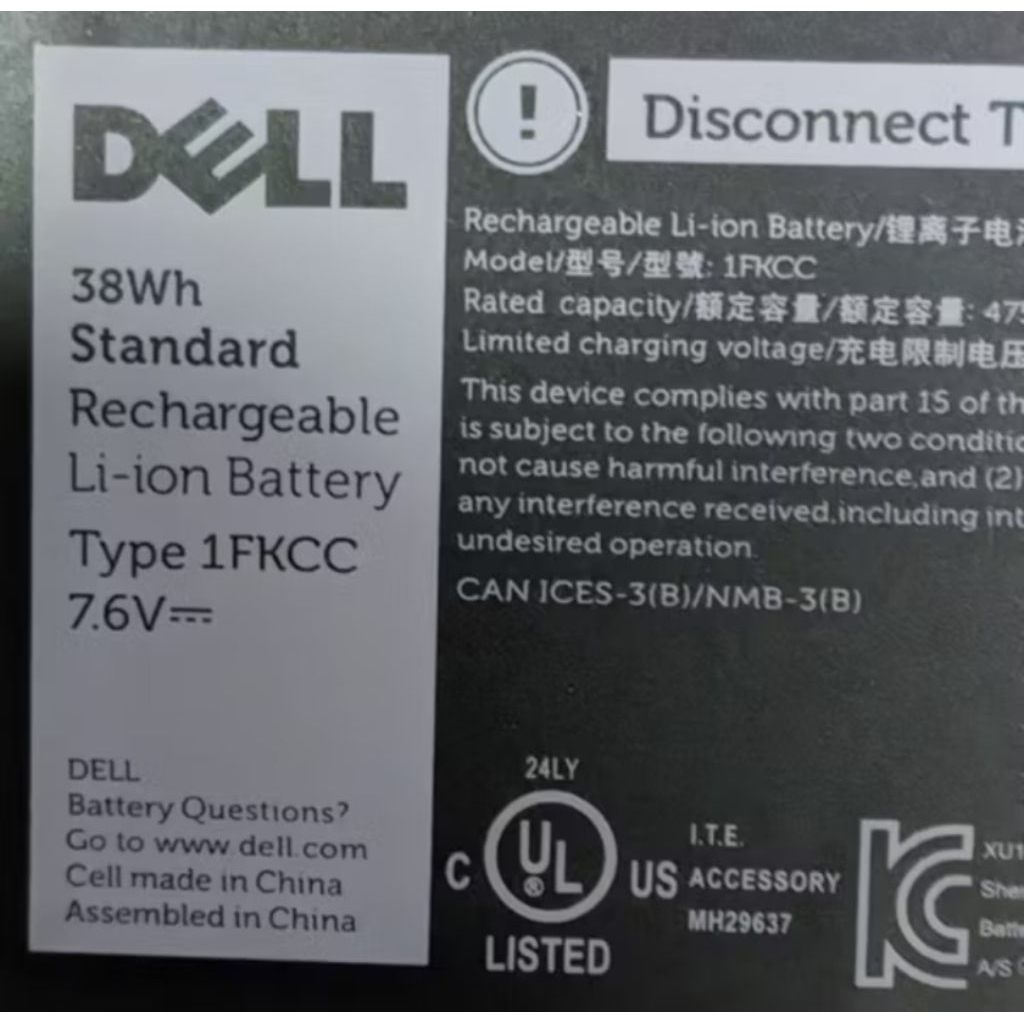 Baterai laptop Dell latitude 7200 7210 2 in 1