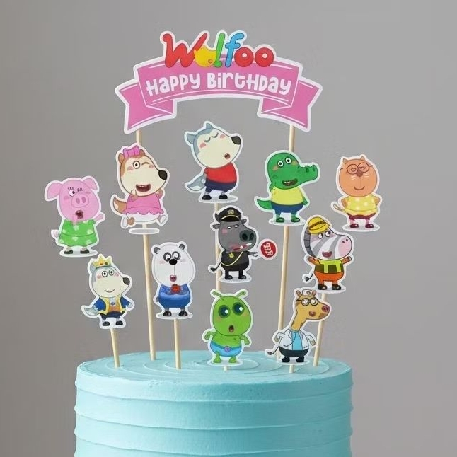 TOPPER CAKE CUSTOM TOPPER ULANG TAHUN / HIASAN KUE WOLFOO