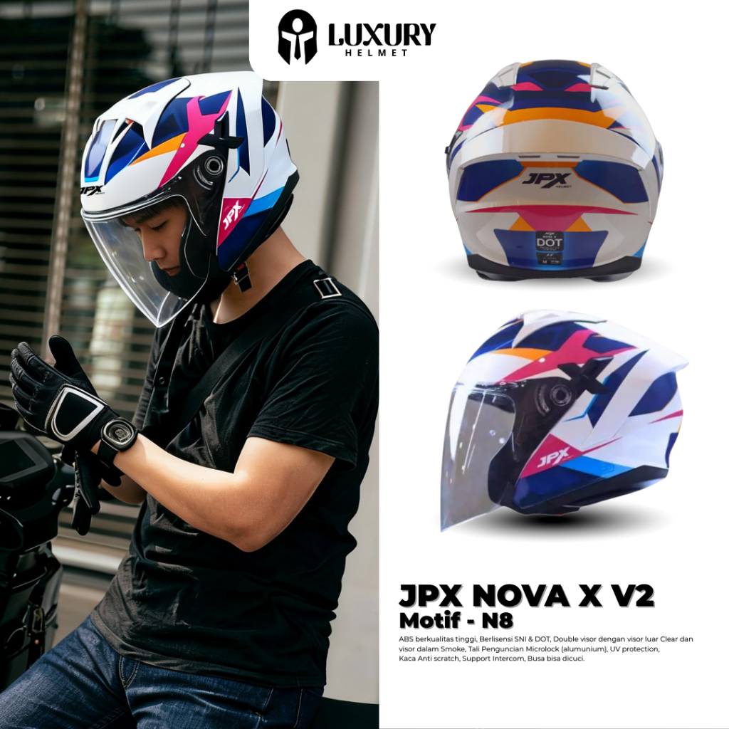 Helm JPX Nova X V2.0 N8 Half Face Double Visor