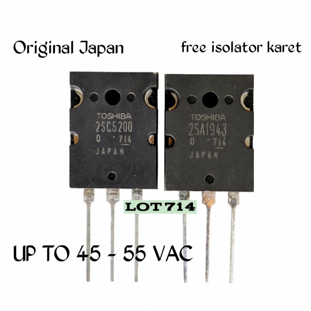 Transistor Toshiba 2SC5200 2SA1943 Lot 714 Original Japan Free Isolator Karet Transistor Final Toshi