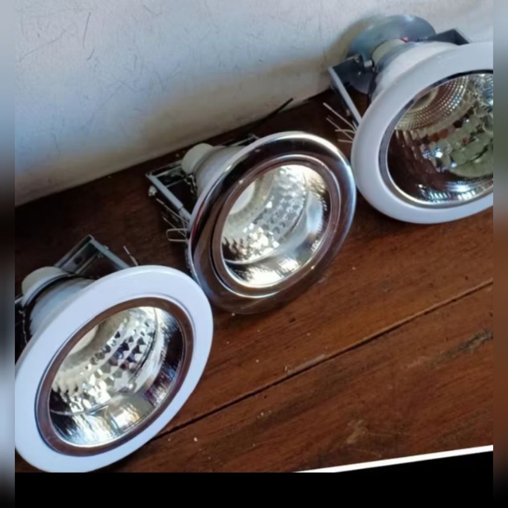 Fiting lampu downlight 3 4 5 inch chrome/putih Fiting tanam plafon