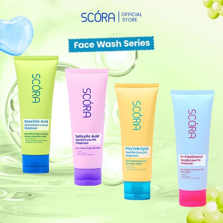 SCORA Gentle Low PH Cleanser Salicylic | D‑Panthenol | Succinic Acid | Phytobright 100g