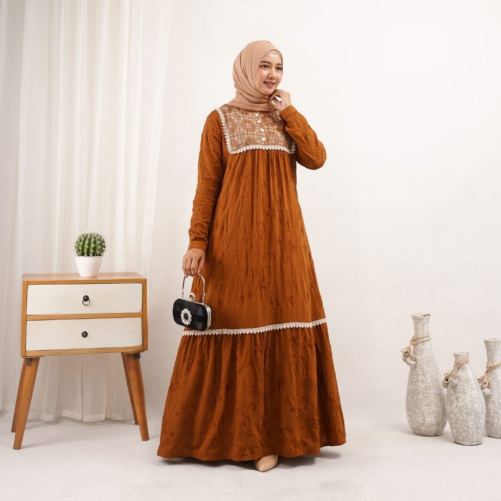 SORAYA DRESS Katun Polo linen Bordir Premium