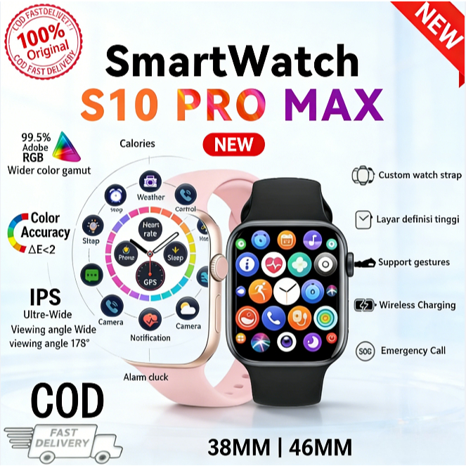 [COD] ORI  Smartwatch Watch 10 Jam Pintar Olahraga Bluetooth Smart Watch Pintar Wanita Tahan Air Jam