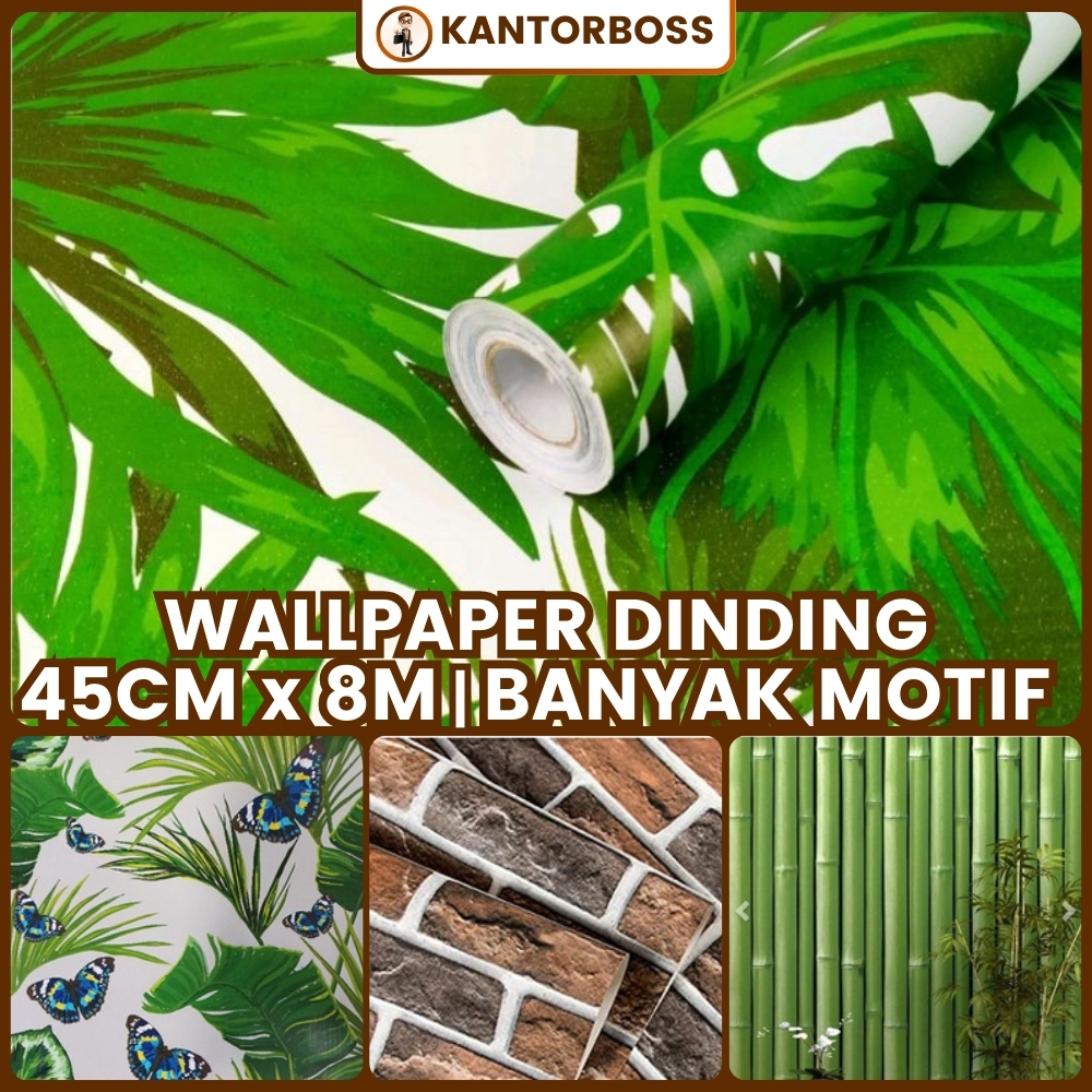 Wallpaper Dinding Ruang Tamu Motif Daun Hijau Walpaper Dinding Motif Alam Wallsticker Batu Bata