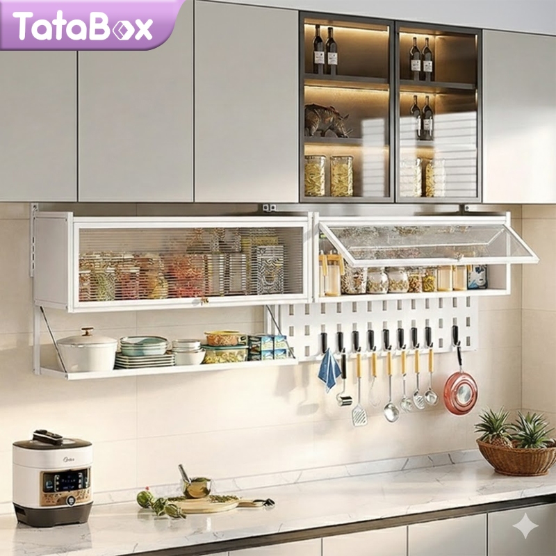 Rak Dapur Gantung Besi Rak Bumbu Dapur Multifungsi Lemari Dapur Gantung Dinding Kabinet Dapur Atas