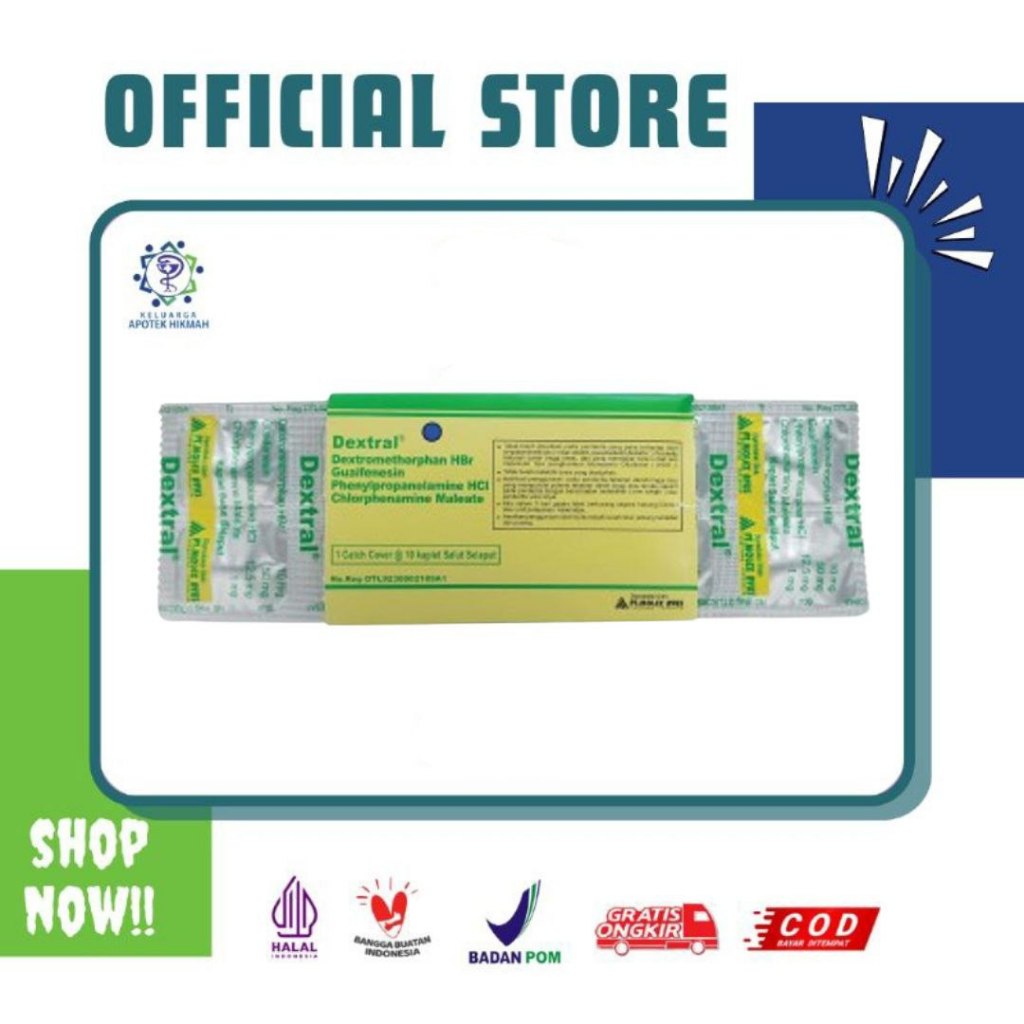Dextral tablet Strip 10 Kaplet Meredakan Batuk Pilek