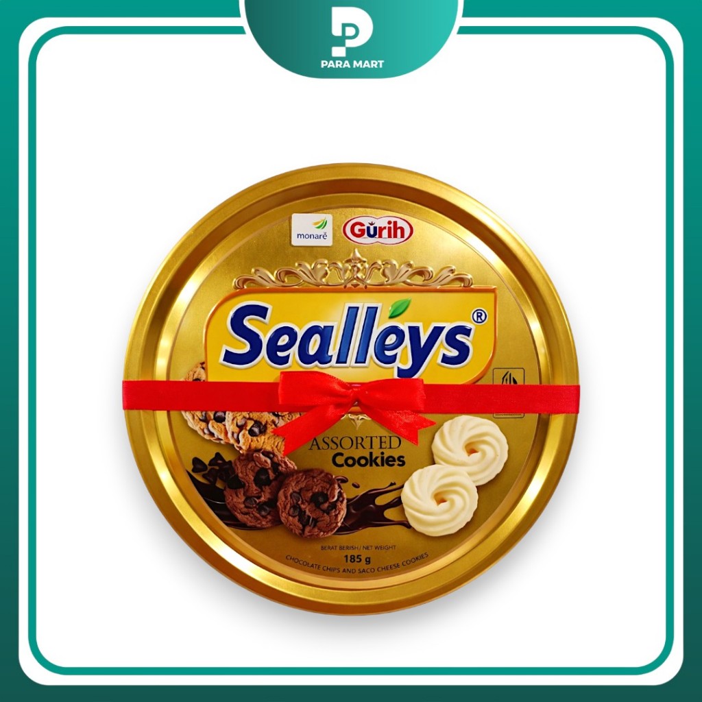 Paramart - Sealleys Assorted Cookies Kukis Cokelat Chips & Kue Sagu Keju Kaleng 185gr
