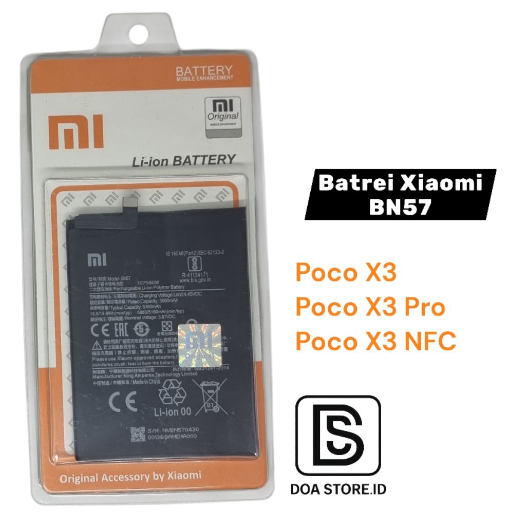BATREI XIAOMI BN57 , BATREI XIAOMI POCO X3 / X3 PRO / X3 NFC