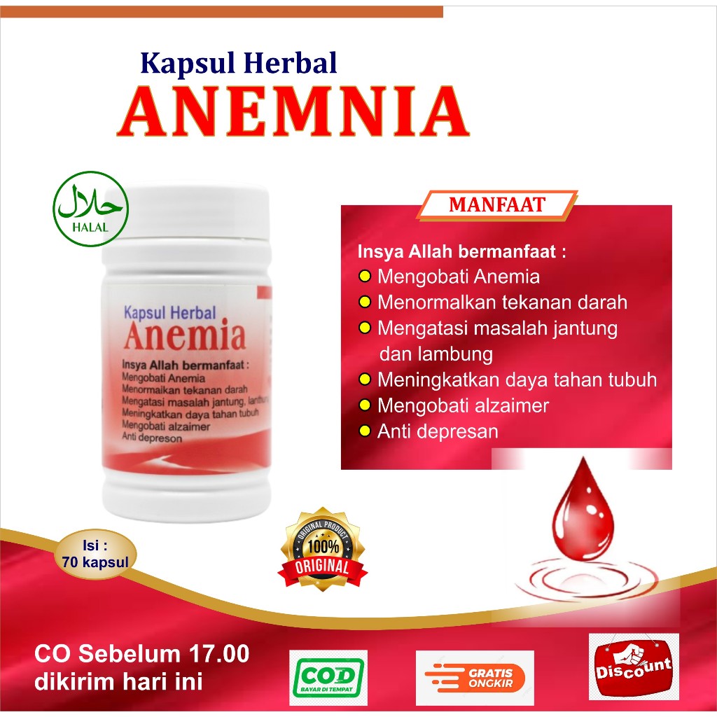OBAT ANEMIA  I  KAPSUL HERBAL ANEMIA  isi 70 kapsul