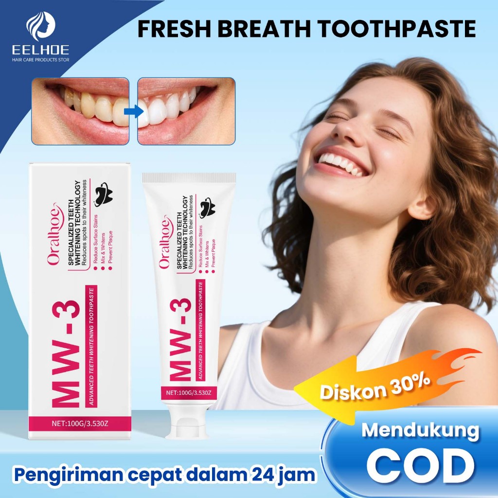 Oralhoe MW-3 probiotik toothpaste 100g tooth refresh toothpaste Pasta Gigi Pemutih Segar Tahan Lama