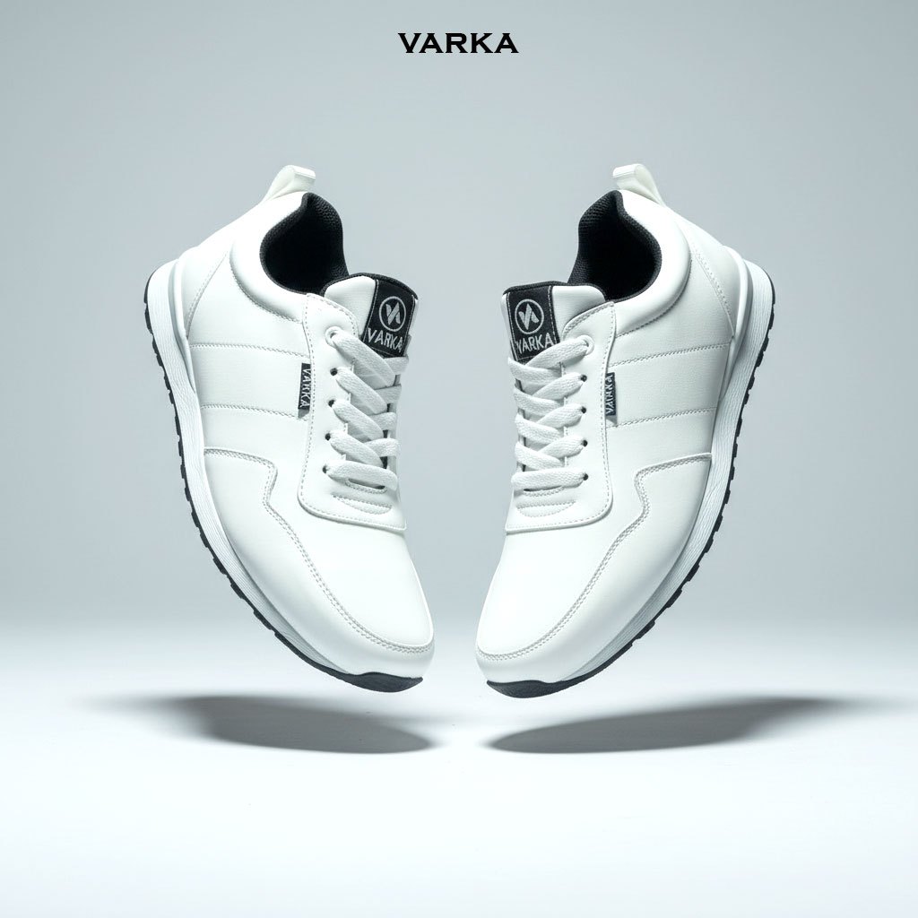 Sepatu Sneakers Pria V-4041 Varka Sepatu Kets Olahraga Joging Lari Kuliah Kerja Jalan Santai Putih